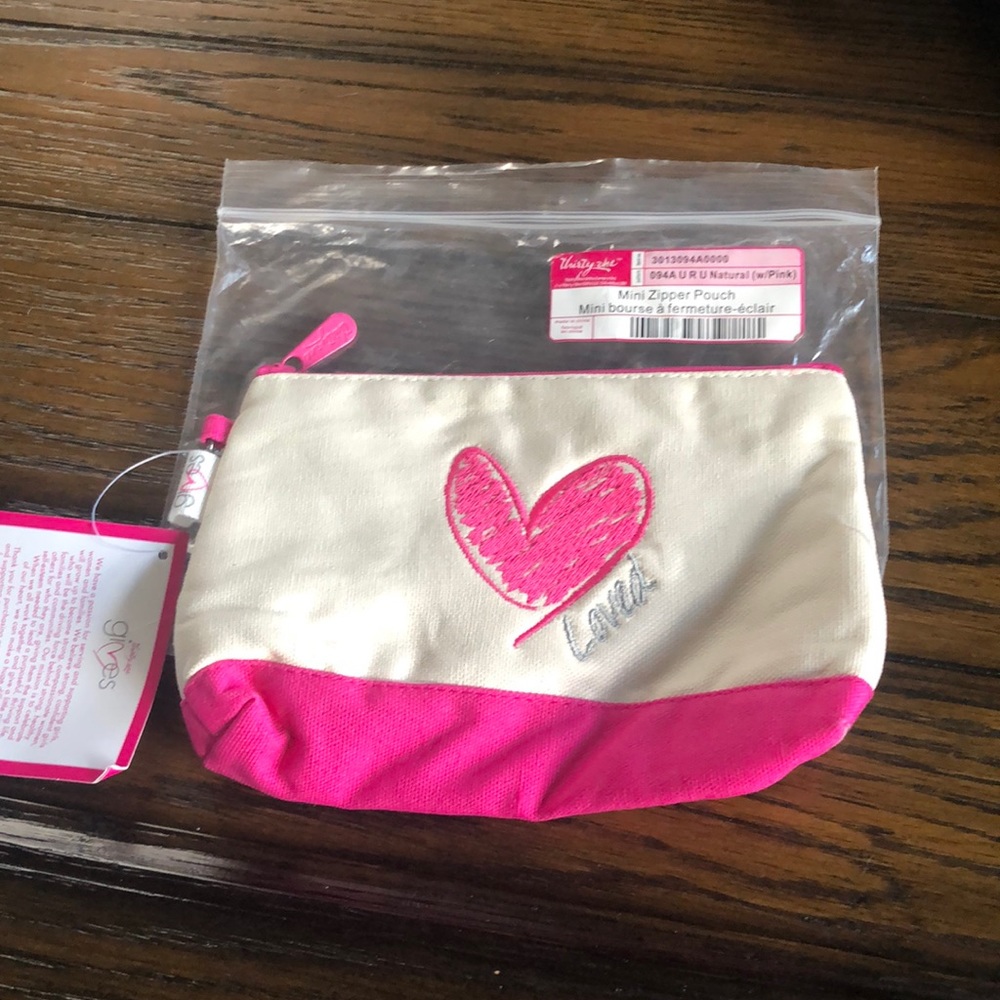 NWT Thirty-one UR Loved canvas mini zipper pouch
